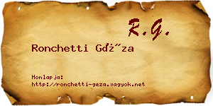 Ronchetti Géza névjegykártya