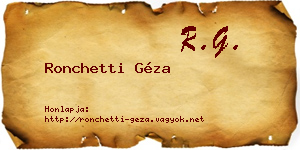 Ronchetti Géza névjegykártya